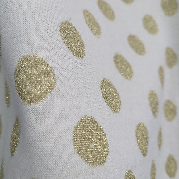 Boden Polka Dot Jacquard Dress US 12R Cream Gold Knit Holiday Party Knee Length - Picture 5 of 14